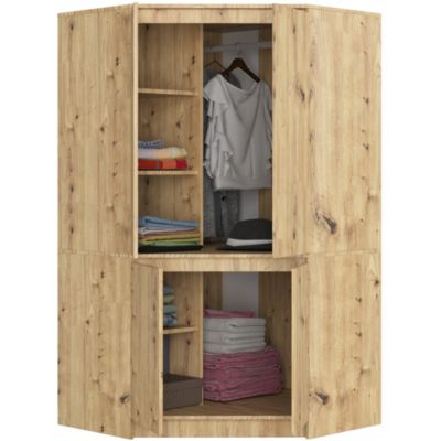 Armoire d'angle AKORD S100 Chêne Artisan 100 cm 4 portes façade Chêne Artisan 6 étagères 100x50x180 cm