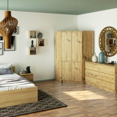 Armoire d'angle AKORD S100 Chêne Artisan 100 cm 4 portes façade Chêne Artisan 6 étagères 100x50x180 cm