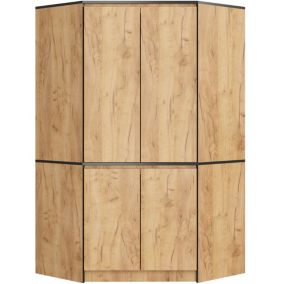 Armoire d'angle AKORD S100 Chêne Craft 100 cm 4 portes façade Chêne Craft 6 étagères 100x50x180 cm