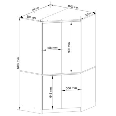 Armoire d'angle AKORD S100 Chêne Sonoma 100 cm 4 portes façade Chêne Sonoma 6 étagères 100x50x180 cm