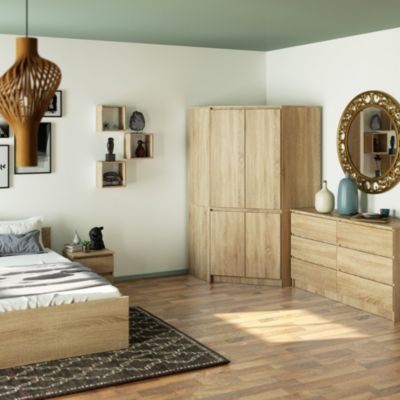 Armoire d'angle AKORD S100 Chêne Sonoma 100 cm 4 portes façade Chêne Sonoma 6 étagères 100x50x180 cm