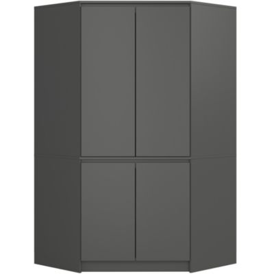 Armoire d'angle AKORD S100 Gris Graphite 100 cm 4 portes façade Gris Graphite 6 étagères 100x50x180 cm