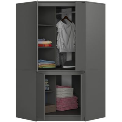 Armoire d'angle AKORD S100 Gris Graphite 100 cm 4 portes façade Gris Graphite 6 étagères 100x50x180 cm