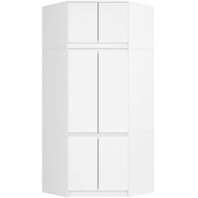 Armoire d'angle avec surmeuble AKORD S100 Blanche 100 cm 6 portes façade Blanche 100x50x235 cm