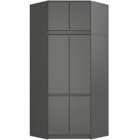 Armoire d'angle avec surmeuble AKORD S100 Gris Graphite 100 cm 6 portes 100x50x235 cm