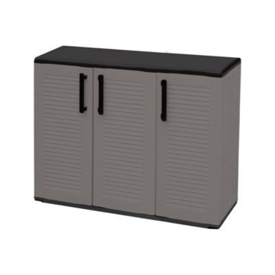 Armoire d'extérieur Darmellin, Armoire de balcon polyvalente, 102x37h84 cm, Gris et Noir, Finition rayée