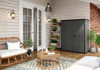 Armoire d'extérieur CORTINA ALTO en résine coloris gris anthracite - 1400L - KETER