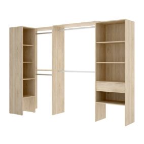 Armoire Dacasuz, Structure pour dressing d'angle, Cintre d'angle ouvert, 248x79h187 cm, Chêne