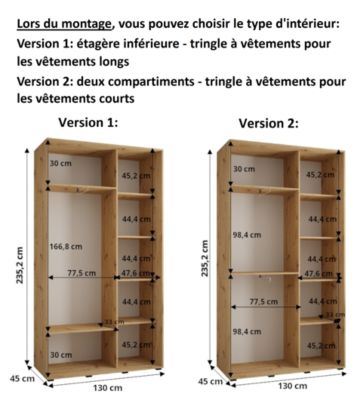 Armoire Dakota 1 a portes coulissantes 130/45/235,2  portes