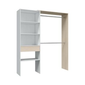 Armoire Dalala, Structure pour dressing, Armoire ouverte sans portes, Dressing, 158x40h187 cm, Blanc et Chêne