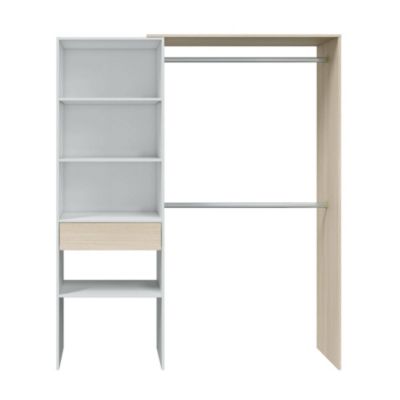 Armoire Dalala, Structure pour dressing, Armoire ouverte sans portes, Dressing, 158x40h187 cm, Blanc et Chêne