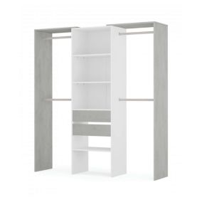 Armoire Dalala, Structure pour dressing, Armoire ouverte sans portes, Dressing, 179x50h202 cm, Blanc et Ciment