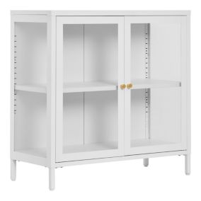 Armoire Dalby en Acier Blanc avec 2 Portes Vitrées - Dimensions 80x35x80 cm