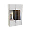Armoire Darwin 6 tablettes avec portes coulissantes L 150 cm x P 56 cm x H 235 cm coloris blanc
