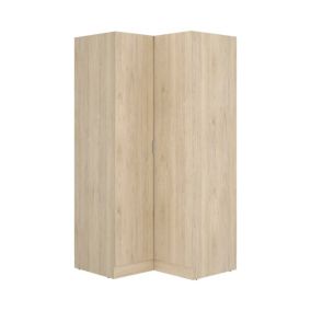 Armoire Dcipo, Armoire d'angle pour chambre à coucher, Armoire d'angle avec 2 portes battantes, 91x93h184 cm, Chêne