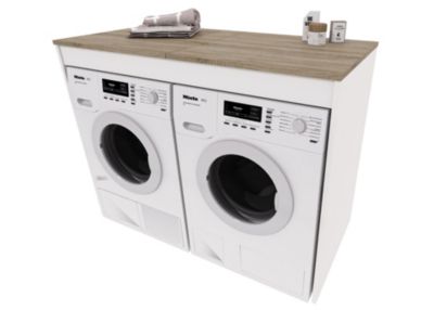 Armoire de Buanderie RAUMHIRSCH avec Étagère Intégrée pour Machine à Laver et Sèche-Linge