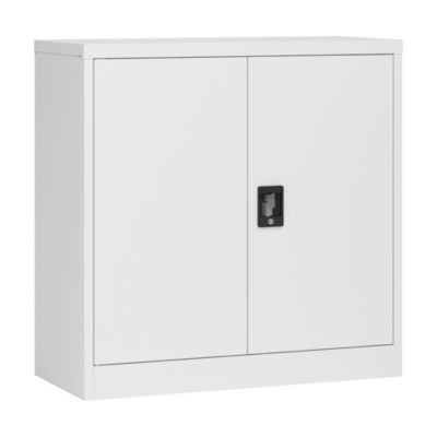 Armoire de bureau Molise acier laqué 90 x 40 x 90 cm gris clair en.casa