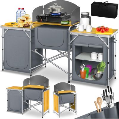 Armoire de Camping, Cuisine de Camping avec Structure en Aluminium, Sac de Transport fourni, Armoire de Cuisine pour Camping