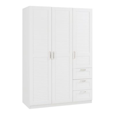 Armoire de chambre Finning 4 étagères 3 tiroirs MDF 176 x 120 x 52 cm blanc en.casa