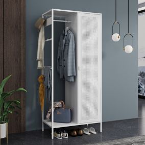 Armoire de chambre Puumala avec 4 étagères acier 180 x 80 x 45 cm blanc en.casa
