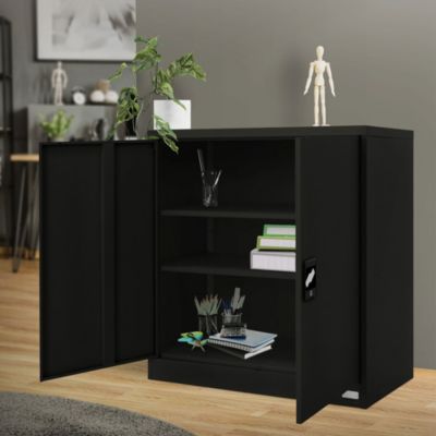 Armoire de Classement Verrouillable, 90x40x90 cm, Noir, en Acier
