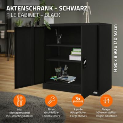 Armoire de Classement Verrouillable, 90x40x90 cm, Noir, en Acier