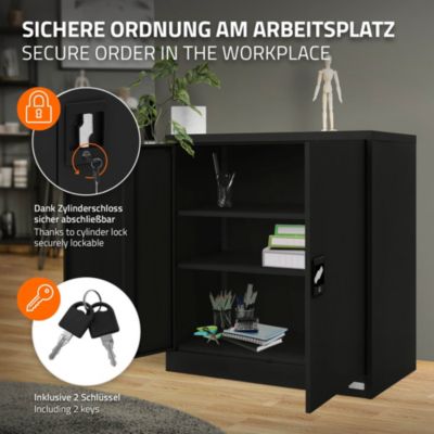 Armoire de Classement Verrouillable, 90x40x90 cm, Noir, en Acier