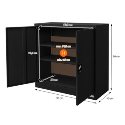 Armoire de Classement Verrouillable, 90x40x90 cm, Noir, en Acier