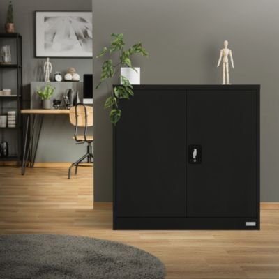 Armoire de Classement Verrouillable, 90x40x90 cm, Noir, en Acier