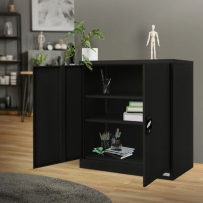 Armoire de Classement Verrouillable, 90x40x90 cm, Noir, en Acier