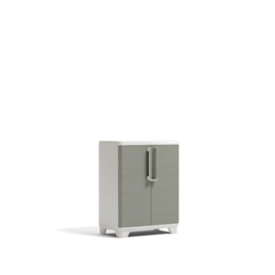 Armoire de garage basse grise en polypropylène l.68 x H.90 x P.39 cm Keter Linea Wood