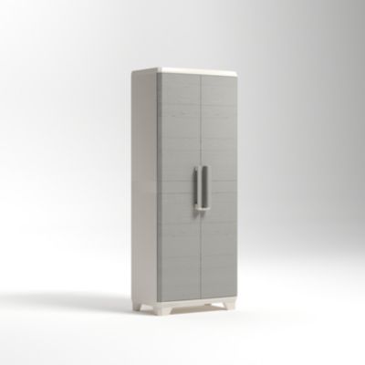Armoire de garage haute grise en polypropylène l.68 x H.173 x P.39 cm Keter Linea Wood