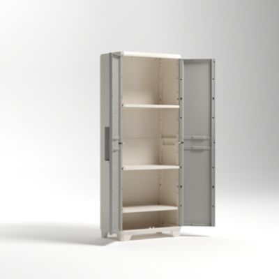 Armoire de garage haute grise en polypropylène l.68 x H.173 x P.39 cm Keter Linea Wood