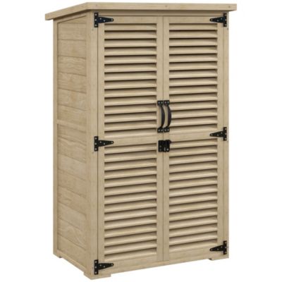 Armoire de jardin abri de jardin 2 portes persiennes 2 étagères toit bitumé bois sapin pré-huilé