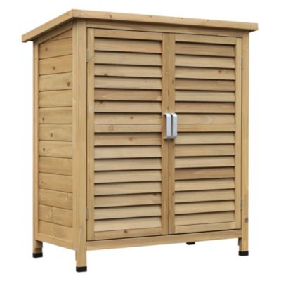 Armoire de jardin abri jardin sur pied dim. 87L x 46l x 96H cm étagère portes persiennes toit bitumé bois sapin autoclave vert