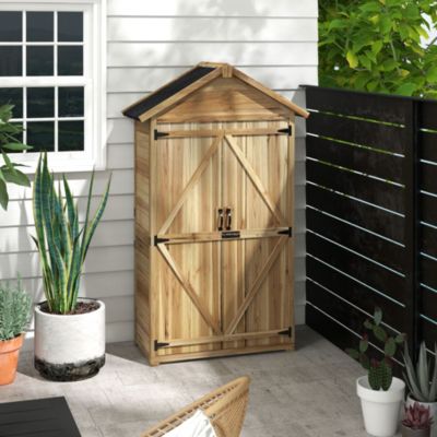 Armoire de jardin abri jardin sur pied toit bitumé 2 portes verrouillables bois sapin pré-huilé