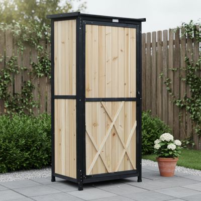 Armoire de jardin Arbour 69x52x142cm avec étagères et table pliable