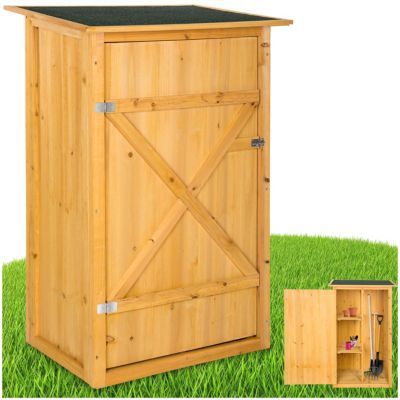 Armoire de jardin avec toit plat en bois de pin imprégné marron