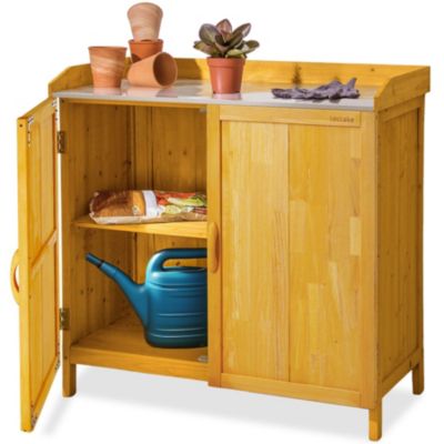 Armoire de jardin basse table de jardinage en bois de pin imprégné marron
