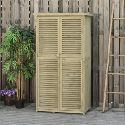 Armoire de Jardin - Cabane de Rangement avec Toit Bitumé, 4 Compartiments - Bois, Gris, 87x46,5x160 cm