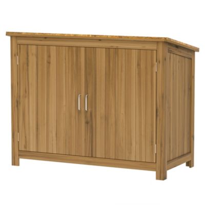 Armoire de jardin en bois - 2 portes, étagère - dim. 110 x 50 x 85 cm