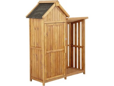 Armoire de jardin en bois avec rangebûches "Noé"  136 x 57 x 170 cm  Marron