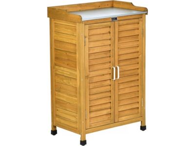 Armoire de jardin en bois avec roulettes "Alexia"  66 x 41 x 101 cm  Marron