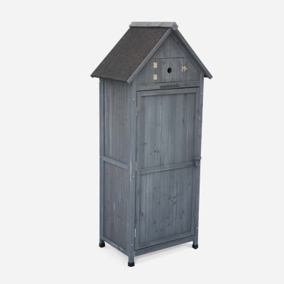 Armoire de jardin en bois. Mimosa anthracite. 77 x 54.5 x 179 cm cm. abri de jardin en bois. armoire de rangement. range outils