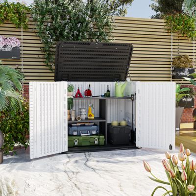 Armoire de jardin en résine HDPE beige 40mm avec plancher anti-UV Jôbu Sunlife