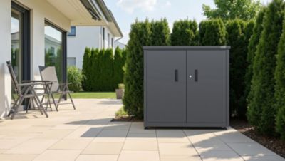 Armoire de jardin Gary acier galvanisé anthracite Weka l.90 x h.85,5 x P.62,5cm