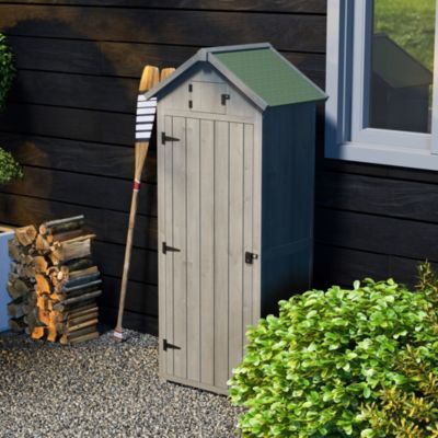 Armoire de Jardin - Meuble de Rangement en Bois avec Trois Étagères Amovibles, Fenêtre de Ventilation, Toit Asphalte, Gris