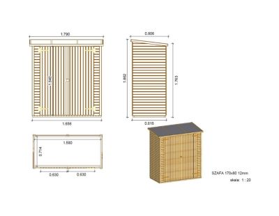 Armoire de jardin à outils 1.66x0.82 m H.1.86 - avec plancher et paroi arrière - DOM84