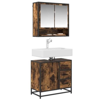 Armoire de lavabo de salle de bain chêne fumé 65x33x60 cm vidaXL