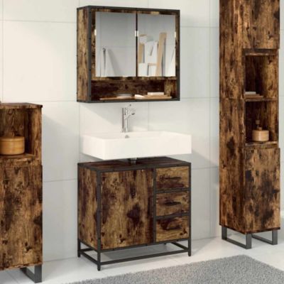 Armoire de lavabo de salle de bain chêne fumé 65x33x60 cm vidaXL